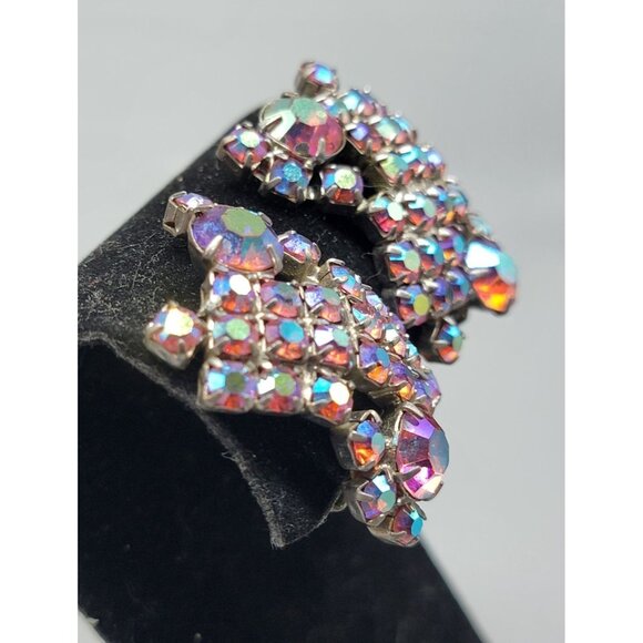 Alice Caviness Multi-Colored Aurora Borealis Clip On Earrings VTG Unsigned - Picture 13 of 13
